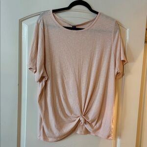 Old Navy Ribbed Short-Sleeve Knot Tee in Light Pink Peach 2X
